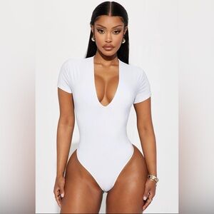 Take The Plunge Lined Bodysuit - White - Size XL
